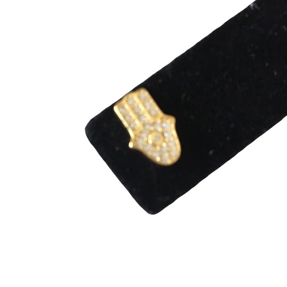 new Pave Cubic Zirconia Hamsa Stud Earrings ❃ 14KT Gold Plated Sterling Silver ❃ - Picture 10 of 16